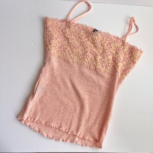 Y2K The Limited Pink Floral Lace Tank Top